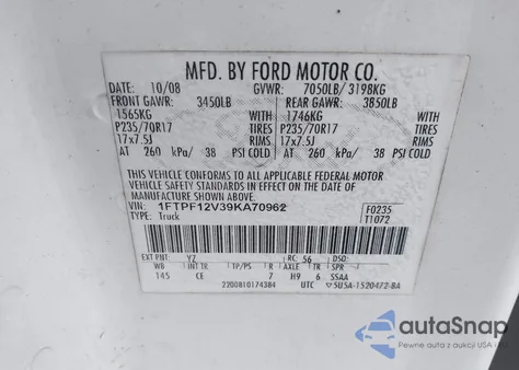2009 Ford F-150 Xl/Xlt from USA, damaged, VIN 1FTPF12V39KA70962